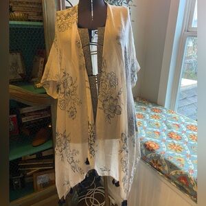 NWT JC sunny 100% cotton floral kimono, wrap, coverup OS